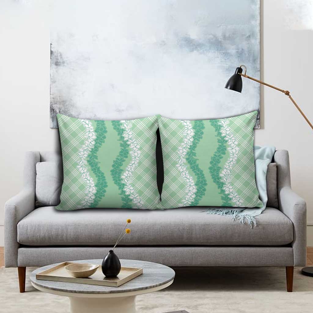 Hawaii Aloha Plumeria Lei Mint Palaka Pillow Cover LT7 - Polynesian Pride