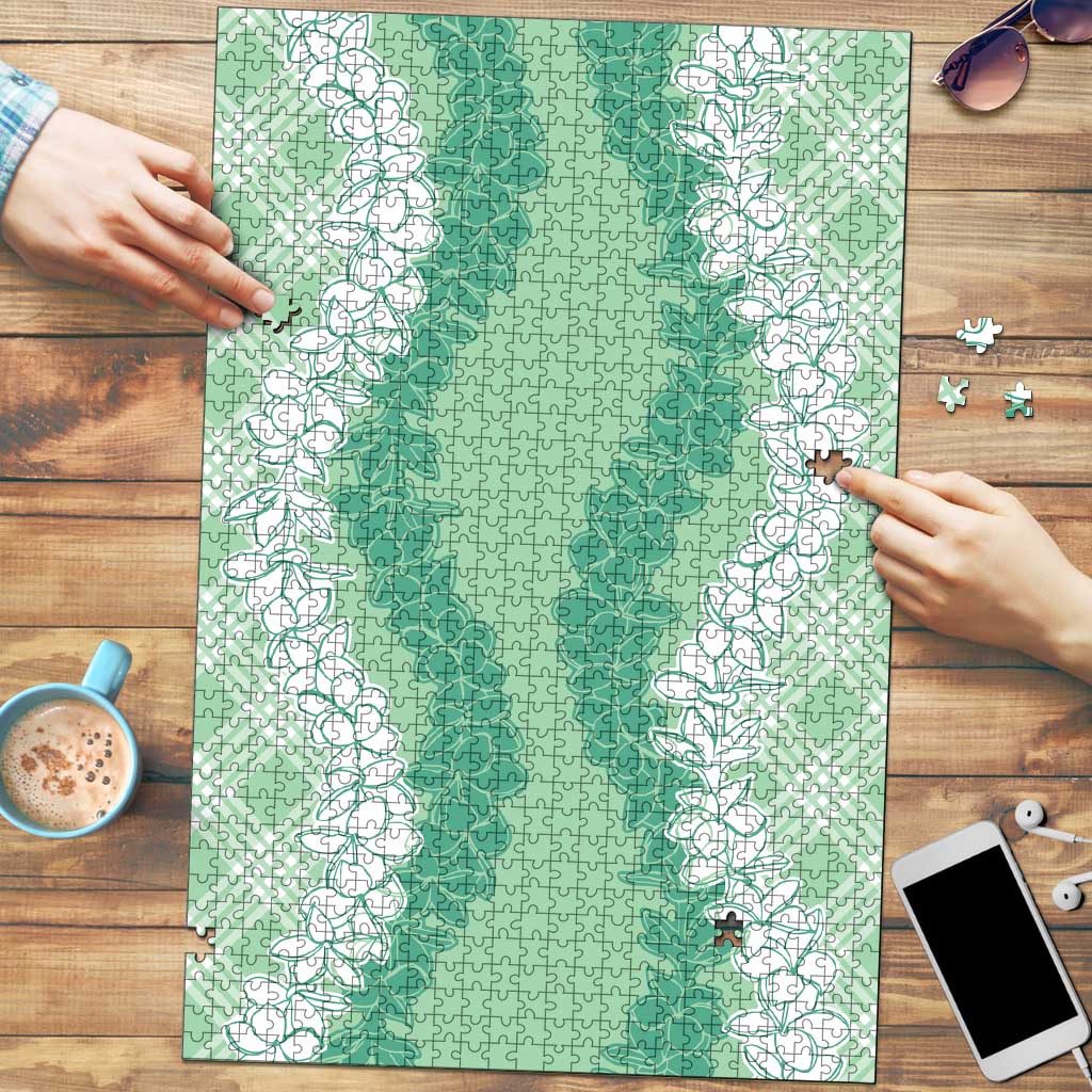 Hawaii Aloha Plumeria Lei Mint Palaka Puzzle LT7 Mint - Polynesian Pride