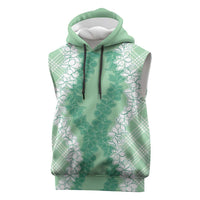 Hawaii Aloha Plumeria Lei Mint Palaka Sleeveless Hoodie LT7 Mint - Polynesian Pride