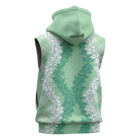 Hawaii Aloha Plumeria Lei Mint Palaka Sleeveless Hoodie LT7 - Polynesian Pride