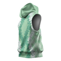 Hawaii Aloha Plumeria Lei Mint Palaka Sleeveless Hoodie LT7 - Polynesian Pride