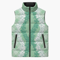 Hawaii Aloha Plumeria Lei Mint Palaka Sleeveless Puffer Jacket LT7 Unisex Mint - Polynesian Pride