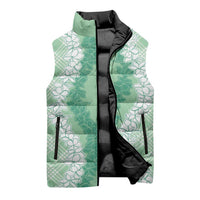Hawaii Aloha Plumeria Lei Mint Palaka Sleeveless Puffer Jacket LT7 - Polynesian Pride