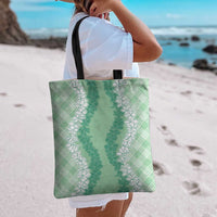 Hawaii Aloha Plumeria Lei Mint Palaka Tote Bag LT7 - Polynesian Pride