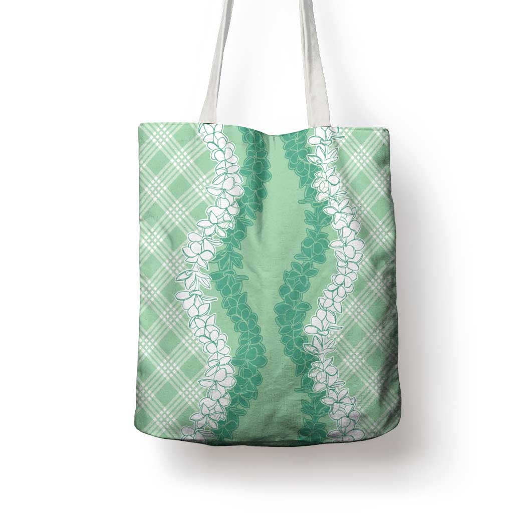 Hawaii Aloha Plumeria Lei Mint Palaka Tote Bag LT7 - Polynesian Pride