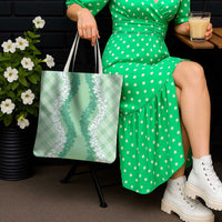 Hawaii Aloha Plumeria Lei Mint Palaka Tote Bag LT7 - Polynesian Pride