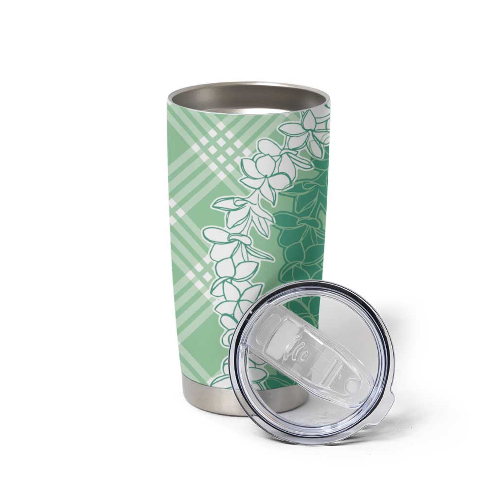 Hawaii Aloha Plumeria Lei Mint Palaka Tumbler Cup LT7 - Polynesian Pride