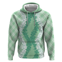 Hawaii Aloha Plumeria Lei Mint Palaka Zip Hoodie LT7 Pullover Hoodie Mint - Polynesian Pride