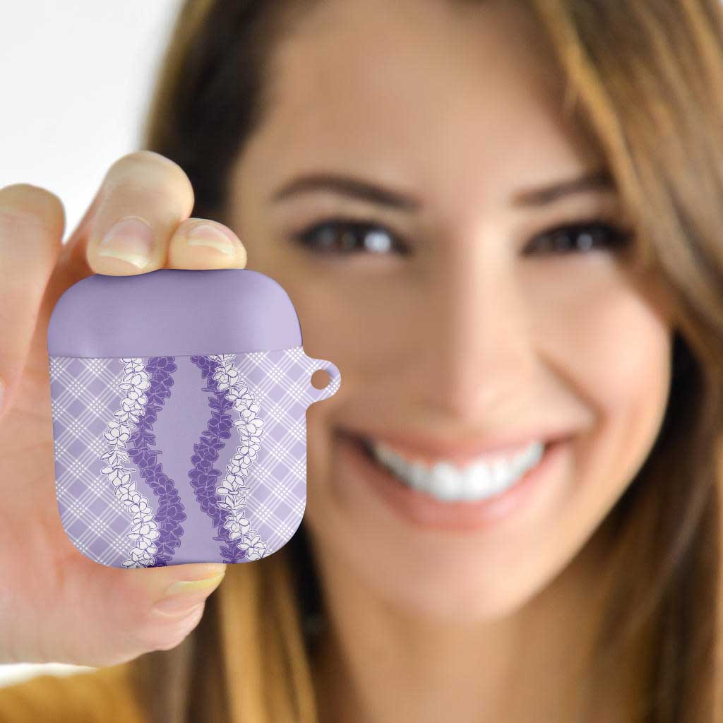 Hawaii Aloha Plumeria Lei Lavender Palaka AirPods Case LT7 - Polynesian Pride