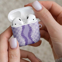 Hawaii Aloha Plumeria Lei Lavender Palaka AirPods Case LT7 - Polynesian Pride