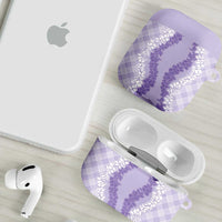 Hawaii Aloha Plumeria Lei Lavender Palaka AirPods Case LT7 - Polynesian Pride