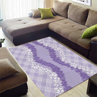 Hawaii Aloha Plumeria Lei Lavender Palaka Area Rug LT7 - Polynesian Pride