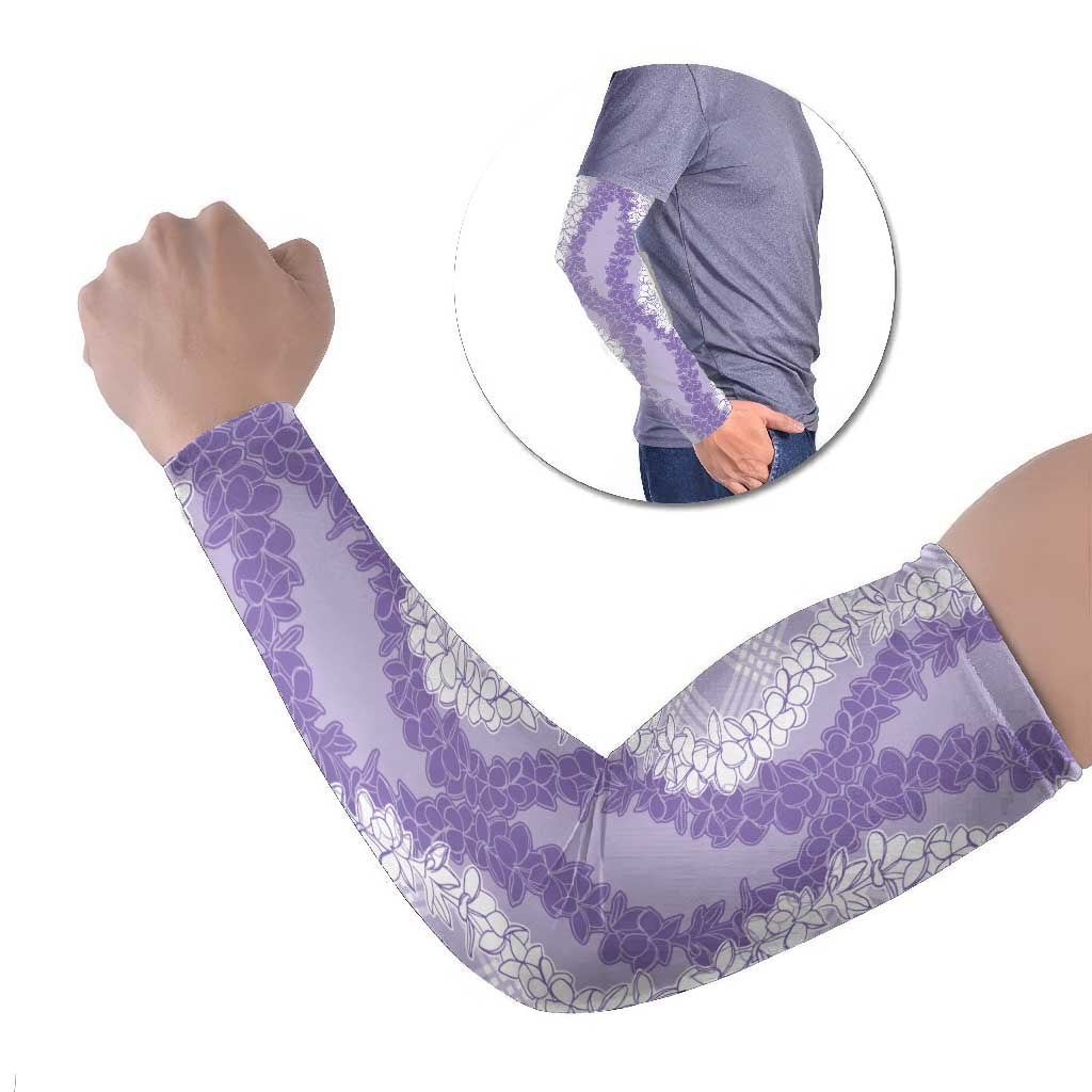 Hawaii Aloha Plumeria Lei Lavender Palaka Arm Sleeves LT7 Set of 2 Lavender - Polynesian Pride