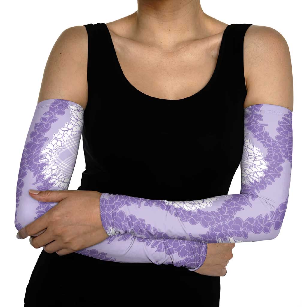 Hawaii Aloha Plumeria Lei Lavender Palaka Arm Sleeves LT7 - Polynesian Pride
