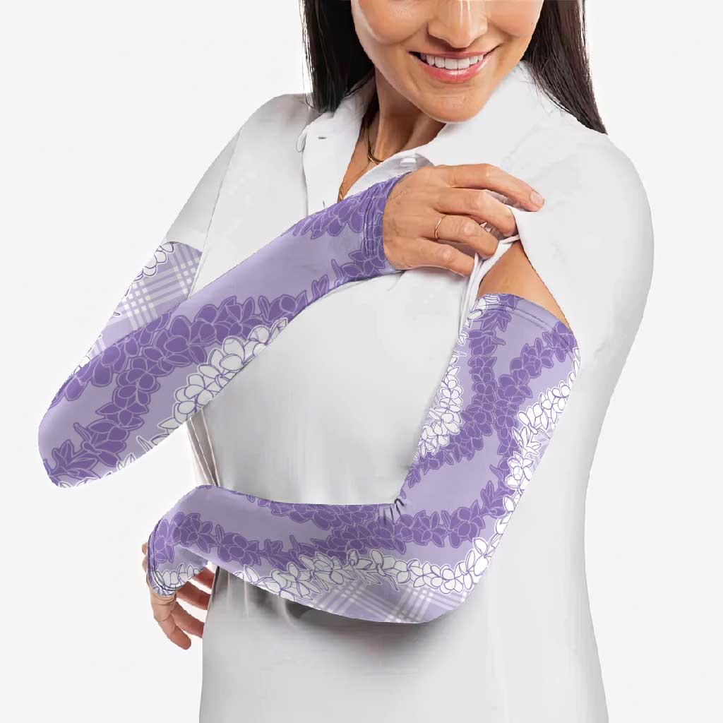 Hawaii Aloha Plumeria Lei Lavender Palaka Arm Sleeves LT7 - Polynesian Pride