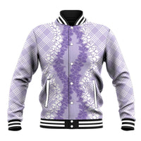 Hawaii Aloha Plumeria Lei Lavender Palaka Baseball Jacket LT7 Unisex Lavender - Polynesian Pride