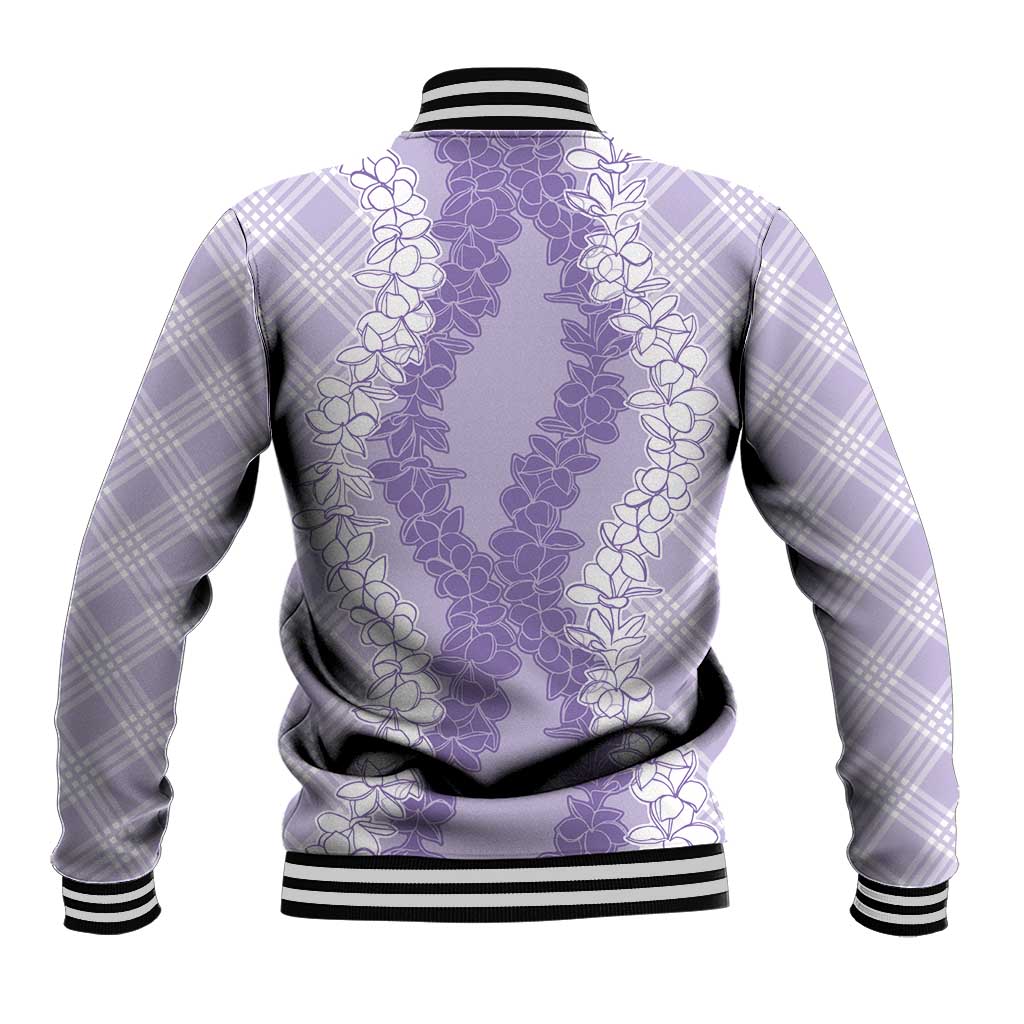 Hawaii Aloha Plumeria Lei Lavender Palaka Baseball Jacket LT7 - Polynesian Pride
