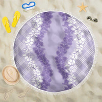 Hawaii Aloha Plumeria Lei Lavender Palaka Beach Blanket LT7 One Size 150cm Lavender - Polynesian Pride