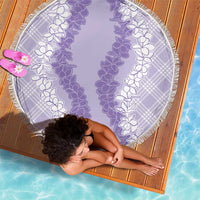 Hawaii Aloha Plumeria Lei Lavender Palaka Beach Blanket LT7 - Polynesian Pride