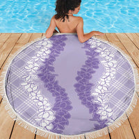 Hawaii Aloha Plumeria Lei Lavender Palaka Beach Blanket LT7 - Polynesian Pride