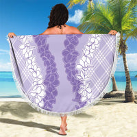 Hawaii Aloha Plumeria Lei Lavender Palaka Beach Blanket LT7 - Polynesian Pride