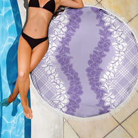 Hawaii Aloha Plumeria Lei Lavender Palaka Beach Blanket LT7 - Polynesian Pride