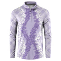 Hawaii Aloha Plumeria Lei Lavender Palaka Button Sweatshirt LT7 Lavender - Polynesian Pride