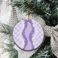 Hawaii Aloha Plumeria Lei Lavender Palaka Ceramic Ornament LT7 - Polynesian Pride
