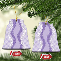 Hawaii Aloha Plumeria Lei Lavender Palaka Ceramic Ornament LT7 Bell Flake Lavender - Polynesian Pride