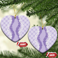 Hawaii Aloha Plumeria Lei Lavender Palaka Ceramic Ornament LT7 Heart Lavender - Polynesian Pride