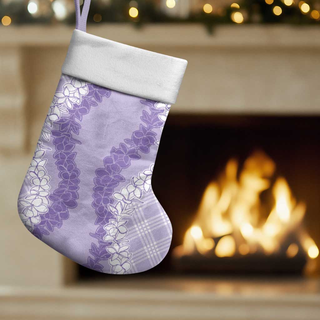 Hawaii Aloha Plumeria Lei Lavender Palaka Christmas Stocking LT7 Set of 2 Lavender - Polynesian Pride