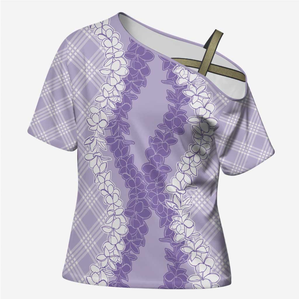 Hawaii Aloha Plumeria Lei Lavender Palaka Cross Shoulder Shirt LT7 Female Lavender - Polynesian Pride
