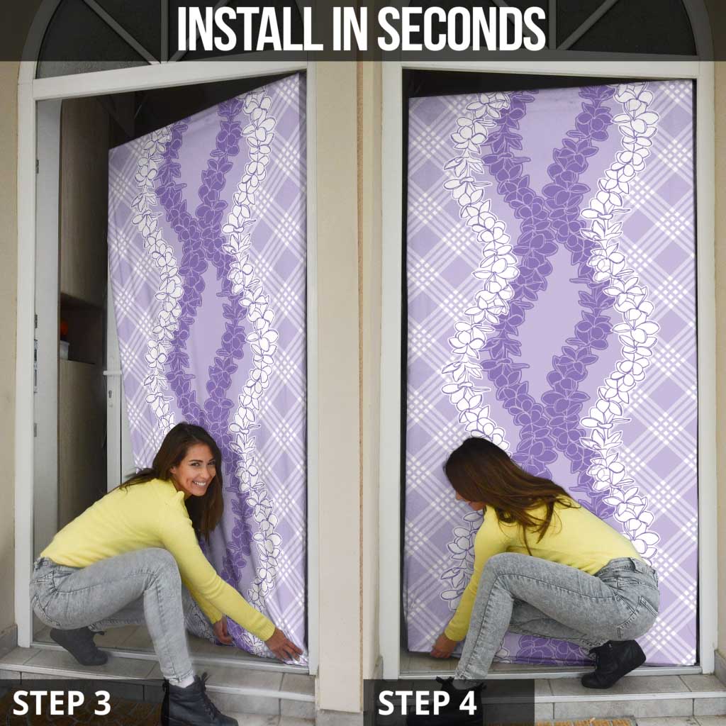 Hawaii Aloha Plumeria Lei Lavender Palaka Door Cover LT7 - Polynesian Pride