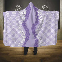 Hawaii Aloha Plumeria Lei Lavender Palaka Hooded Blanket LT7 - Polynesian Pride
