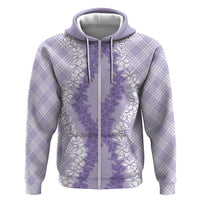 Hawaii Aloha Plumeria Lei Lavender Palaka Hoodie LT7 Zip Hoodie Lavender - Polynesian Pride