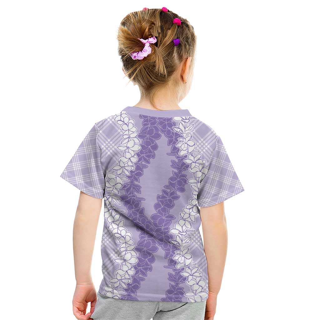 Hawaii Aloha Plumeria Lei Lavender Palaka Kid T Shirt LT7 - Polynesian Pride