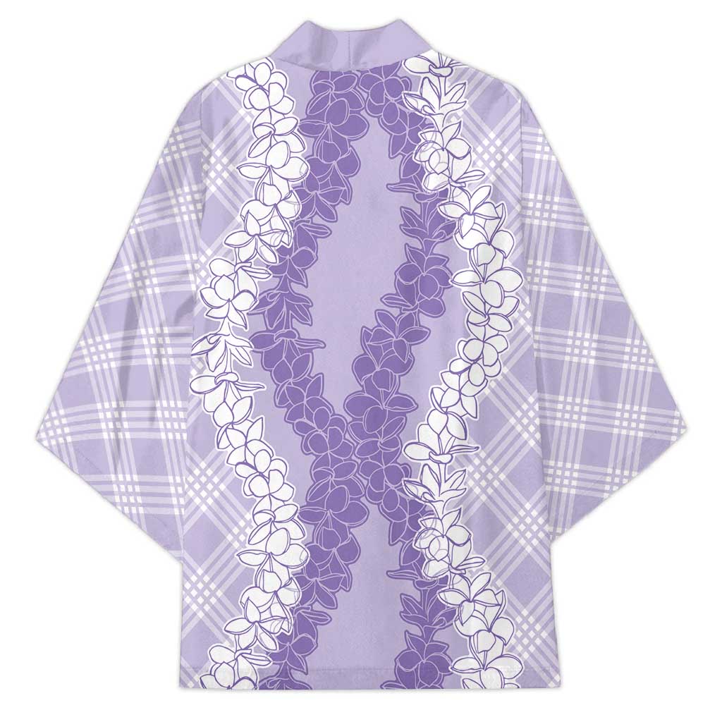 Hawaii Aloha Plumeria Lei Lavender Palaka Kimono LT7 - Polynesian Pride