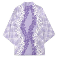 Hawaii Aloha Plumeria Lei Lavender Palaka Kimono LT7 - Polynesian Pride