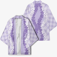 Hawaii Aloha Plumeria Lei Lavender Palaka Kimono LT7 - Polynesian Pride