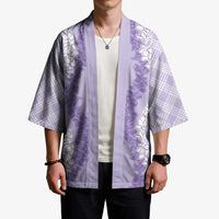 Hawaii Aloha Plumeria Lei Lavender Palaka Kimono LT7 - Polynesian Pride
