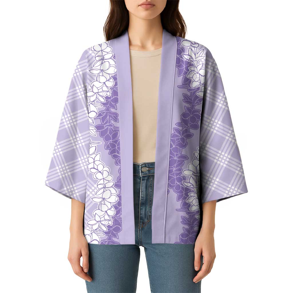Hawaii Aloha Plumeria Lei Lavender Palaka Kimono LT7 - Polynesian Pride