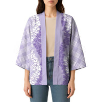 Hawaii Aloha Plumeria Lei Lavender Palaka Kimono LT7 - Polynesian Pride