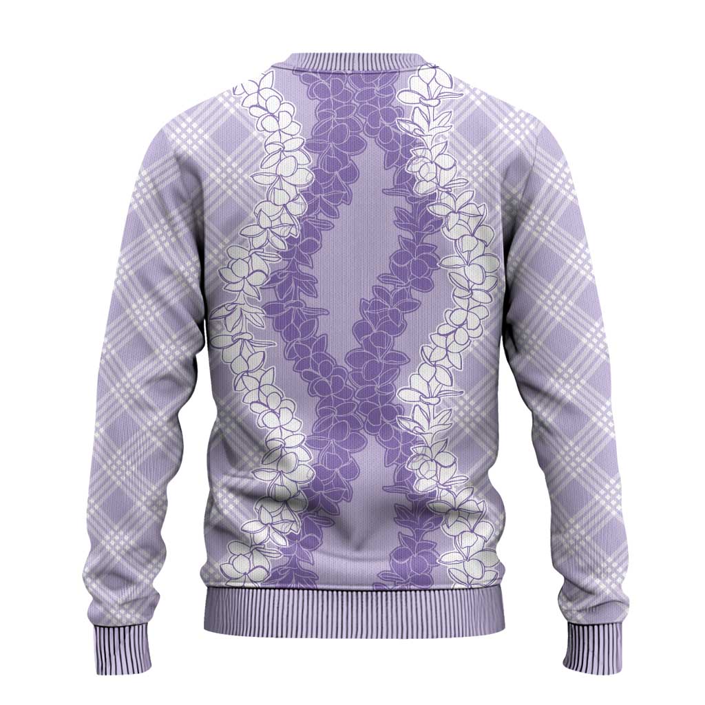 Hawaii Aloha Plumeria Lei Lavender Palaka Ugly Christmas Sweater LT7 - Polynesian Pride