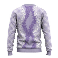 Hawaii Aloha Plumeria Lei Lavender Palaka Ugly Christmas Sweater LT7 - Polynesian Pride