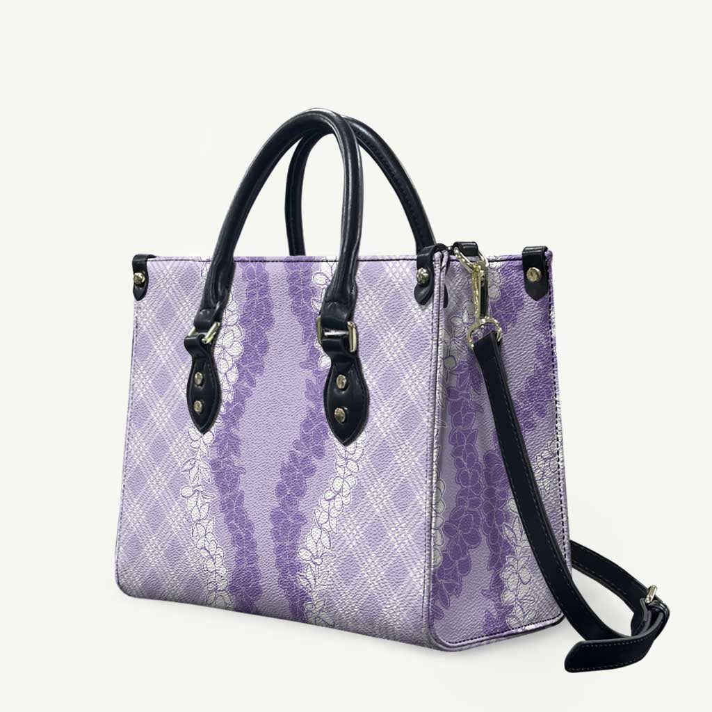Hawaii Aloha Plumeria Lei Lavender Palaka Leather Bag LT7 Lavender - Polynesian Pride