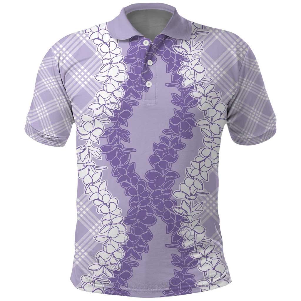 Hawaii Aloha Plumeria Lei Lavender Palaka Polo Shirt LT7 Lavender - Polynesian Pride