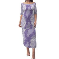Hawaii Aloha Plumeria Lei Lavender Palaka Puletasi LT7 Long Dress Lavender - Polynesian Pride