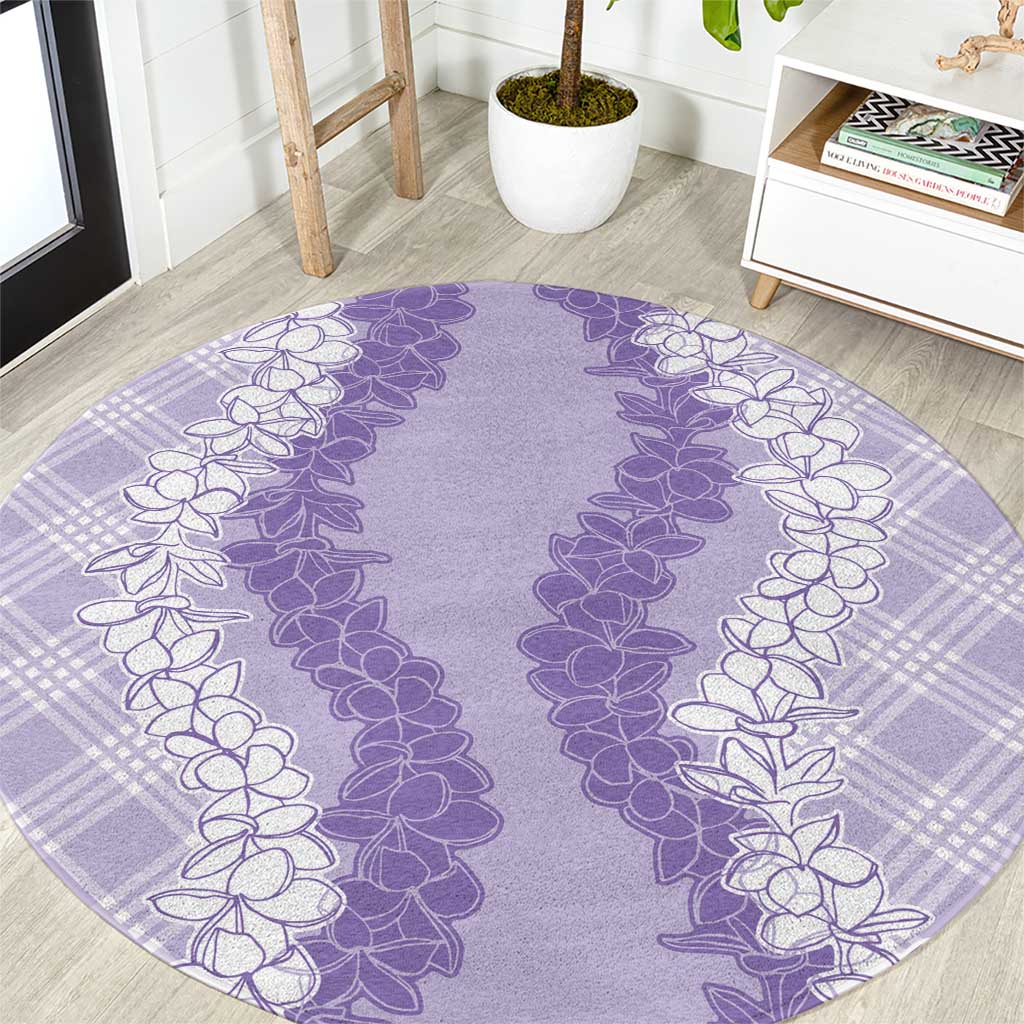 Hawaii Aloha Plumeria Lei Lavender Palaka Round Carpet LT7 Lavender - Polynesian Pride