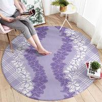 Hawaii Aloha Plumeria Lei Lavender Palaka Round Carpet LT7 - Polynesian Pride