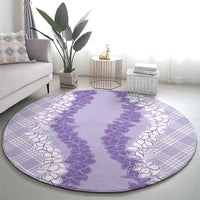 Hawaii Aloha Plumeria Lei Lavender Palaka Round Carpet LT7 - Polynesian Pride